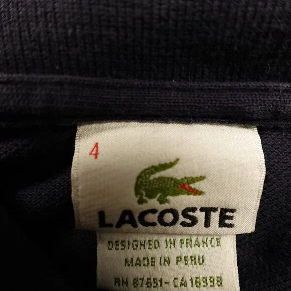 Lacoste Long-Sleeve Polo Shirt Men’s‎ Medium Navy Classic Cotton Croc Logo - Picture 2 of 11